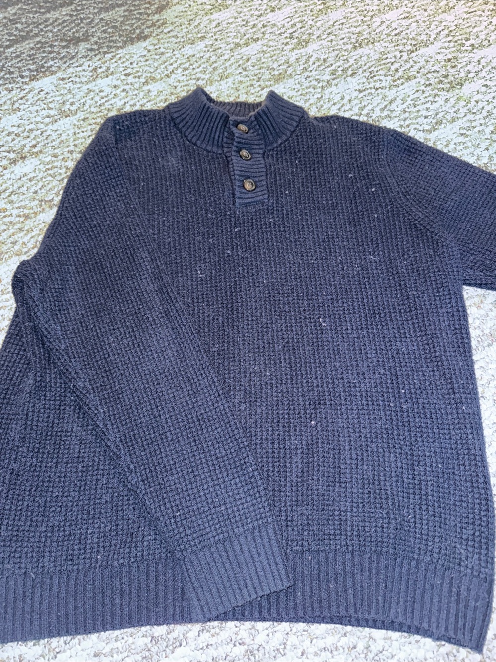 Old Navy Men's Dark Navy Button-Trim Mock Neck Zip Sweater